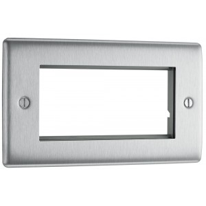 BG Electrical NBSEMR4 Nexus Metal Brushed Steel Rectangular Euro Module Front Plate 4 Module
