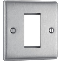 BG Electrical NBSEMS1 Nexus Metal Brushed Steel Square Euro Module Front Plate 1 Module