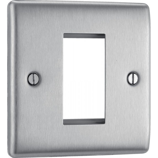 BG Electrical NBSEMS1 Nexus Metal Brushed Steel Square Euro Module Front Plate 1 Module
