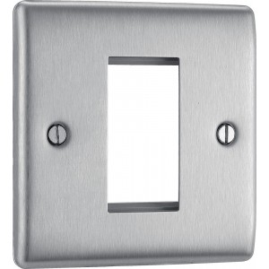 BG Electrical NBSEMS1 Nexus Metal Brushed Steel Square Euro Module Front Plate 1 Module