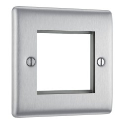 BG Electrical NBSEMS2 Nexus Metal Brushed Steel Square Euro Module Front Plate 2 Module