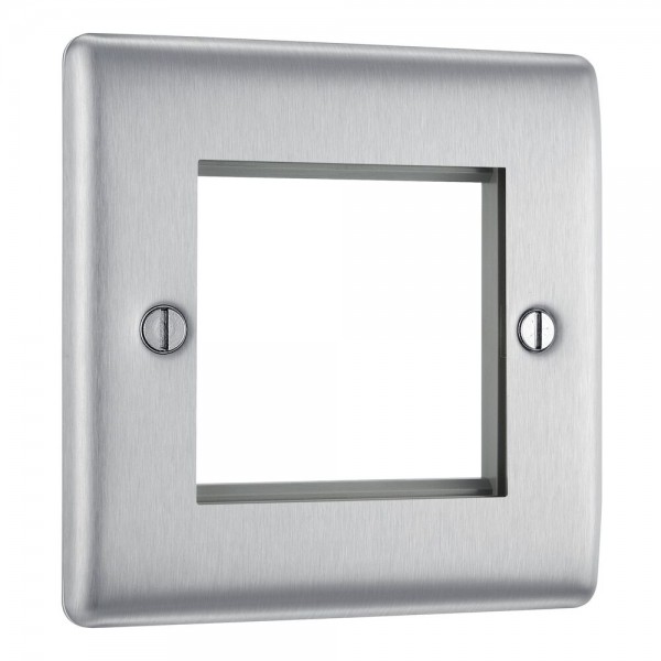 BG Electrical NBSEMS2 Nexus Metal Brushed Steel Square Euro Module Front Plate 2 Module