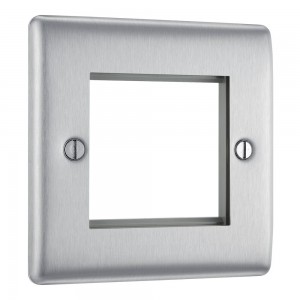 BG Electrical NBSEMS2 Nexus Metal Brushed Steel Square Euro Module Front Plate 2 Module