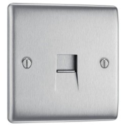 BG Electrical NBSRJ111 Nexus Metal Brushed Steel Single RJ11 Telephone Socket Screw Type