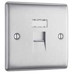 BG Electrical NBSRJ451 Nexus Metal Brushed Steel Single RJ45 Telephone Socket IDC Type