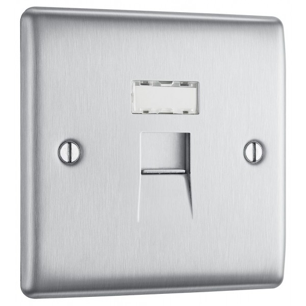 BG Electrical NBSRJ451 Nexus Metal Brushed Steel Single RJ45 Telephone Socket IDC Type