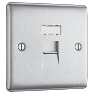 BG Electrical NBSRJ451 Nexus Metal Brushed Steel Single RJ45 Telephone Socket IDC Type