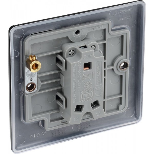 BG Electrical NFB12 Nexus Metal Matt Black 20A 16AX Single Switch 2 Way