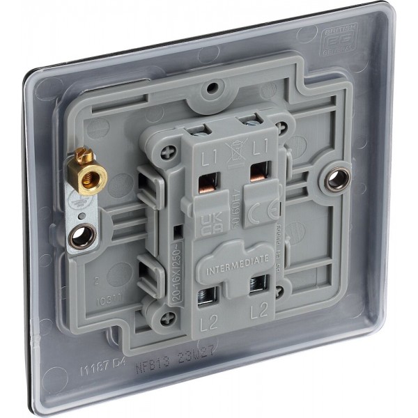 BG Electrical NFB13 Nexus Metal Matt Black 20A 16AX Intermediate Switch