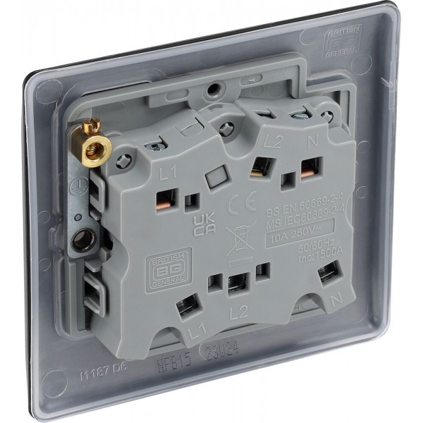 BG Electrical NFB15 Nexus Metal Matt Black 10AX Triple Pole Fan Isolator Switch