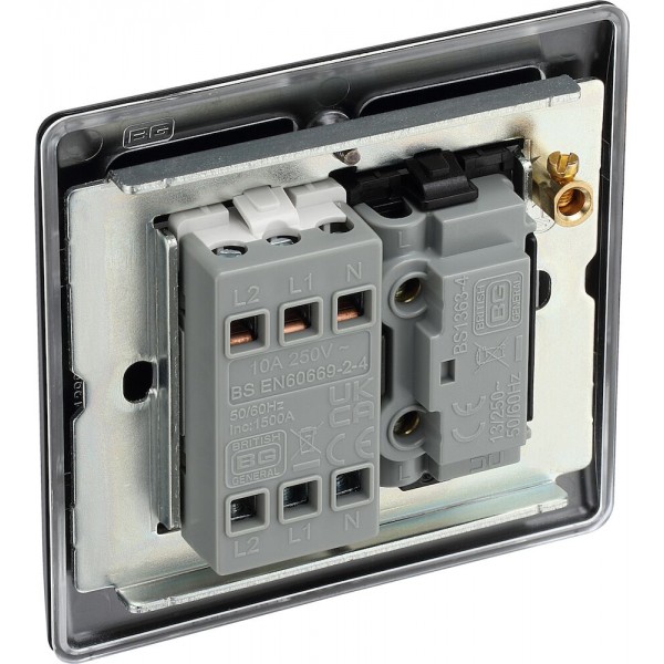 BG Electrical NFB15F Nexus Metal Matt Black 10AX Fused Triple Pole Fan Isolator Switch