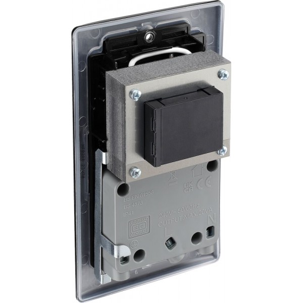 BG Electrical NFB20B Nexus Metal Matt Black Shaver Socket Dual Voltage 115/240V Black Insert
