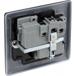 BG Electrical NFB21B Nexus Metal Matt Black 13A Single Switched Socket Black Inserts