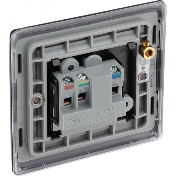 BG Electrical NFB28B Nexus Metal Matt Black Single Round Pin Unswitched 2A Socket