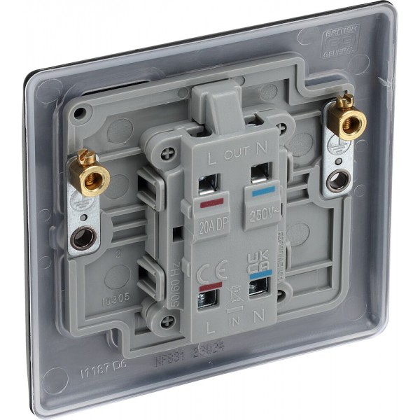 BG Electrical NFB31 Nexus Metal Matt Black 20A Double Pole Switch With LED Indicator