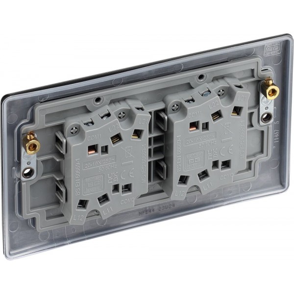 BG Electrical NFB44 Nexus Metal Matt Black 20A 16AX Quadruple Switch 2 Way