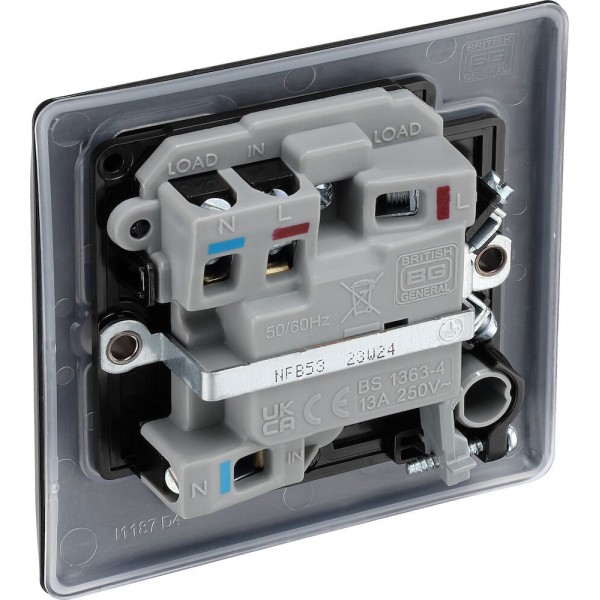 BG Electrical NFB53 Nexus Metal Matt Black 13A Switched Fused Connection Unit with LED Indicator and Flex Outlet