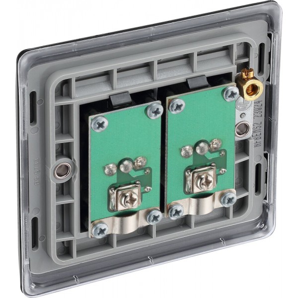 BG Electrical NFB63 Nexus Metal Matt Black Double Isolated Co-Ax Aerial Socket for TV or FM