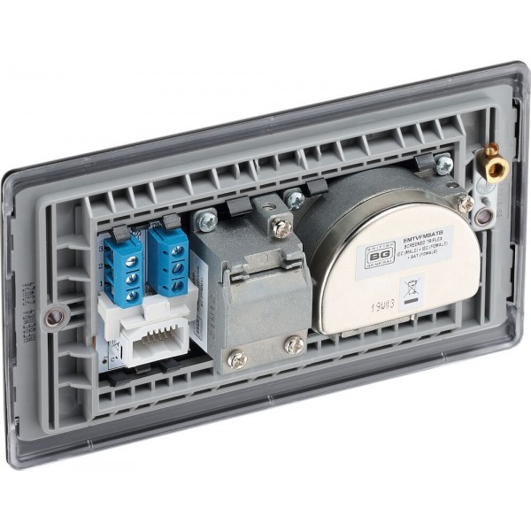 BG Electrical NFB68 Nexus Metal Matt Black Screened Triplex TV/FM/SAT Socket With BT Return