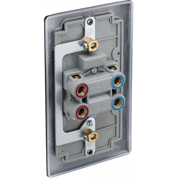 BG Electrical NFB72 Nexus Metal Matt Black 45A Large Plate Double Pole Switch With LED Indicator