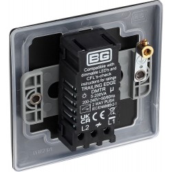 BG Electrical NFB81 Nexus Metal Matt Black Single Dimmer Switch 2 Way Trailing Edge 200W