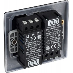 BG Electrical NFB82 Nexus Metal Matt Black Double Dimmer Switch 2 Way Trailing Edge 200W