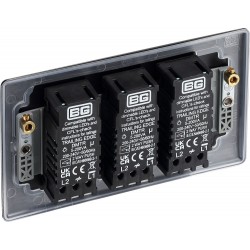 BG Electrical NFB83 Nexus Metal Matt Black Triple Dimmer Switch 2 Way Trailing Edge 200W