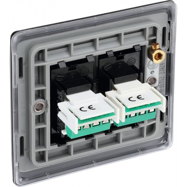 BG Electrical NFBRJ112 Nexus Metal Matt Black Double RJ11 Telephone Socket Screw Type