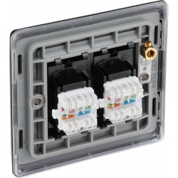 BG Electrical NFBRJ452 Nexus Metal Matt Black Double RJ45 Telephone Socket IDC Type
