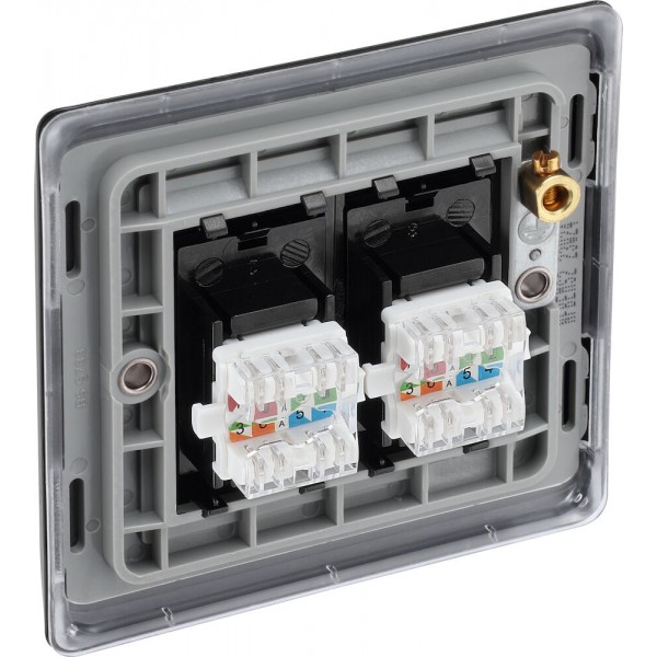 BG Electrical NFBRJ452 Nexus Metal Matt Black Double RJ45 Telephone Socket IDC Type