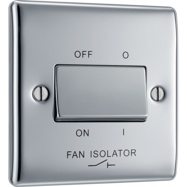 BG Electrical NPC15 Nexus Metal Polished Chrome 10AX Triple Pole Fan Isolator Switch