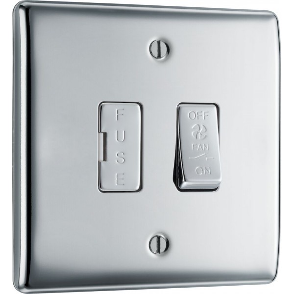BG Electrical NPC15F Nexus Metal Polished Chrome 10A Triple Pole Fused Fan Isolator Switch