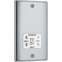 BG Electrical NPC20W Nexus Metal Polished Chrome Shaver Socket Dual Voltage 115/240V White Insert