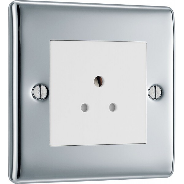 BG Electrical NPC28W Nexus Metal Single Round Pin Unswitched 2A Socket Polished Chrome