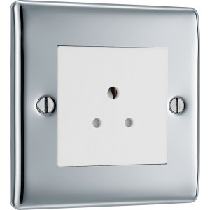 BG Electrical NPC28W Nexus Metal Single Round Pin Unswitched 2A Socket Polished Chrome