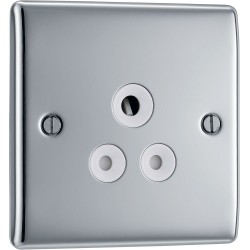 BG Electrical NPC29W Nexus Metal Polished Chrome 5A Single Round Pin Unswitched Socket White Insert