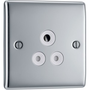 BG Electrical NPC29W Nexus Metal Polished Chrome 5A Single Round Pin Unswitched Socket White Insert