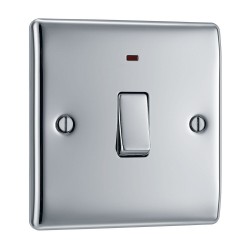 BG Electrical NPC31 Nexus Metal Polished Chrome 20A Double Pole Switch With LED Indicator