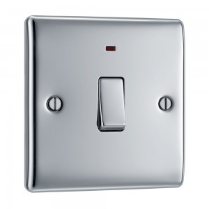 BG Electrical NPC31 Nexus Metal Polished Chrome 20A Double Pole Switch With LED Indicator