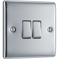 BG Electrical NPC42 Nexus Metal Polished Chrome 20A 16AX Double Switch 2 Way