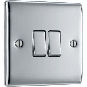 BG Electrical NPC42 Nexus Metal Polished Chrome 20A 16AX Double Switch 2 Way