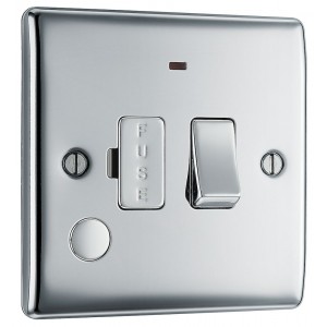 BG Electrical NPC53 Nexus Metal Polished Chrome 13A Switched Fused Connection Unit with LED Indicator and Flex Outlet