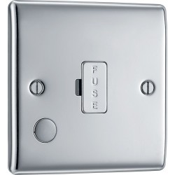 BG Electrical NPC55 Nexus Metal Polished Chrome 13A Unswitched Fused Connection Unit with Flex Outlet