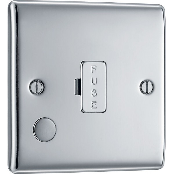 BG Electrical NPC55 Nexus Metal Polished Chrome 13A Unswitched Fused Connection Unit with Flex Outlet