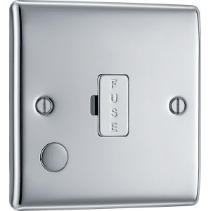 BG Electrical NPC55 Nexus Metal Polished Chrome 13A Unswitched Fused Connection Unit with Flex Outlet