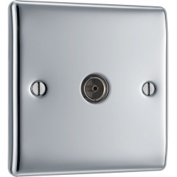 BG Electrical NPC60 Nexus Metal Polished Chrome Single Co-Ax Aerial Socket for TV or FM