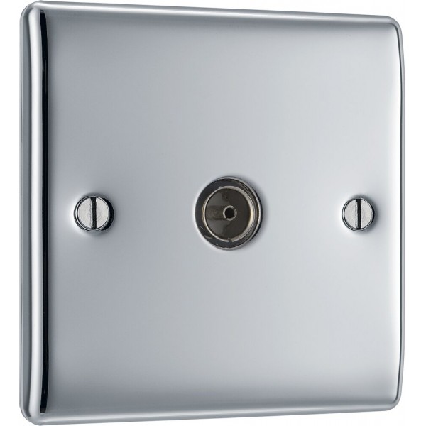 BG Electrical NPC60 Nexus Metal Polished Chrome Single Co-Ax Aerial Socket for TV or FM