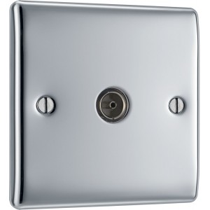 BG Electrical NPC60 Nexus Metal Polished Chrome Single Co-Ax Aerial Socket for TV or FM