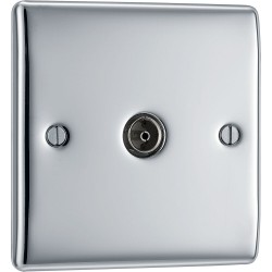 BG Electrical NPC62 Nexus Metal Polished Chrome Single Isolated Co-Ax Aerial Socket for TV or FM