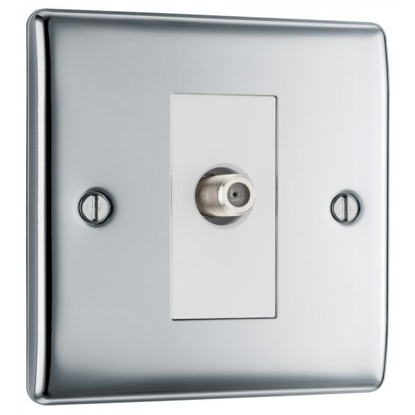 BG Electrical NPC64 Nexus Metal Polished Chrome Single Satellite Socket